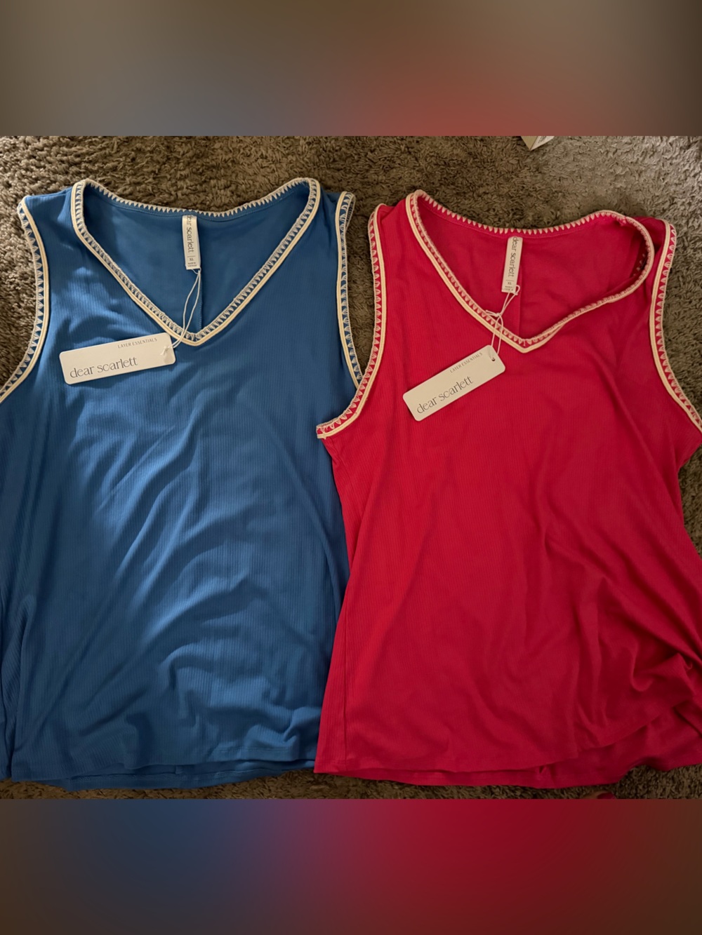 Dear Scarlett Blue and Pink too that has that Scuba feeling material